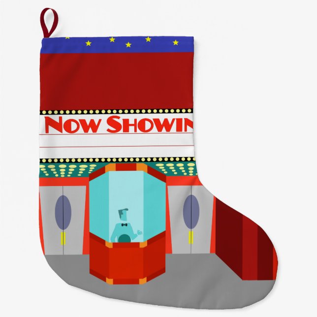Retro Movie Theater Christmas Stocking (Front)