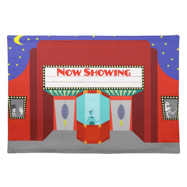 Retro Movie Theater Cloth Placemat (Front)