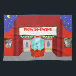 Retro Movie Theater Kitchen Towel<br><div class="desc">The stars are out in full force on this Retro Movie Theater Kitchen Towel--both the stars in the night sky and the stars on the silver screen. This 1960's style, minimalist art design features the exterior of a classic movie house from the Golden Age of Cinema. The red building has...</div>