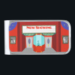 Retro Movie Theater Money Clip<br><div class="desc">The stars are out in full force on this Retro Movie Theater Money Clip--both the stars in the night sky and the stars on the silver screen. This 1960's style, minimalist art design features the exterior of a classic movie house from the Golden Age of Cinema. The red building has...</div>