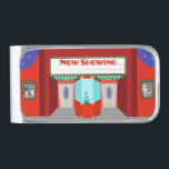 Retro Movie Theater Money Clip<br><div class="desc">The stars are out in full force on this Retro Movie Theater Money Clip--both the stars in the night sky and the stars on the silver screen. This 1960's style, minimalist art design features the exterior of a classic movie house from the Golden Age of Cinema. The red building has...</div>