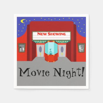 Retro Movie Theater Paper Napkins by StrangeLittleOnion at Zazzle