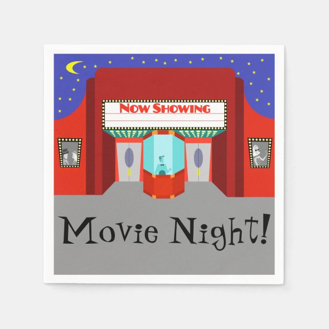 Retro Movie Theater Paper Napkins (Front)