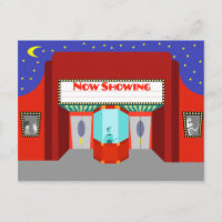 Retro Movie Theater Postcard
