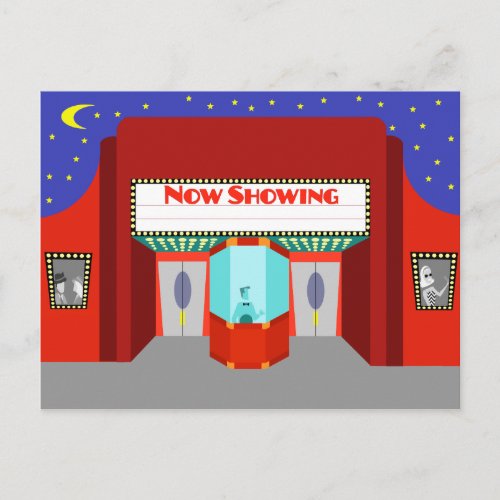 Retro Movie Theater Postcard