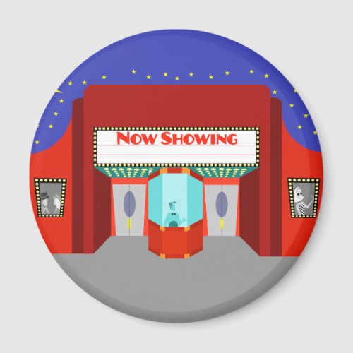 Retro Movie Theater Round Magnet