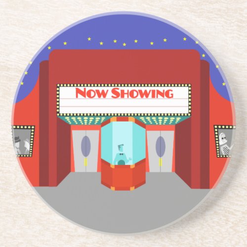 Retro Movie Theater Sandstone Coaster