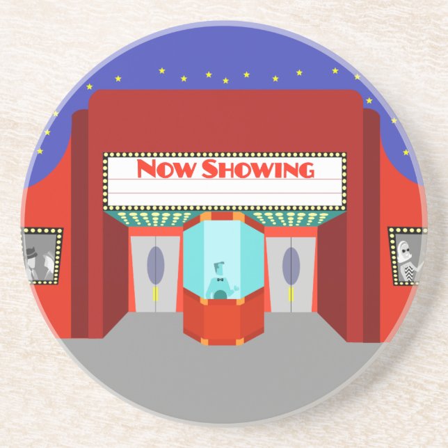 Retro Movie Theater Sandstone Coaster (Front)