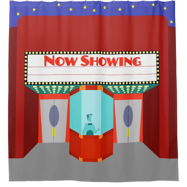Retro Movie Theater Shower Curtain (Front)
