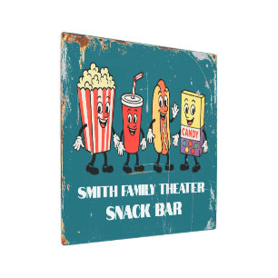 Retro Movie Theater Snack Bar Metal Wall Art