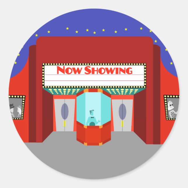 Retro Movie Theater Stickers (Front)