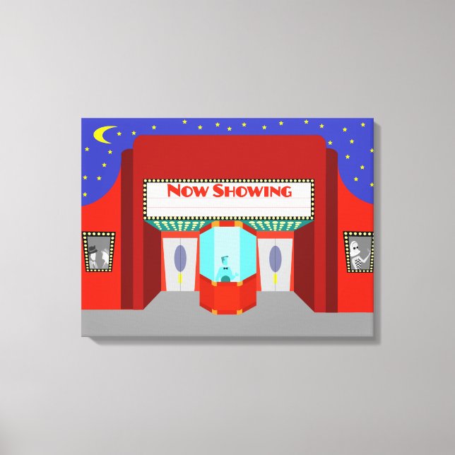 Retro Movie Theater Stretched Canvas Print (Front)
