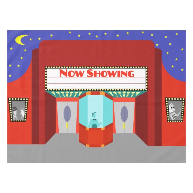 Retro Movie Theater Tablecloth (Front (Horizontal))