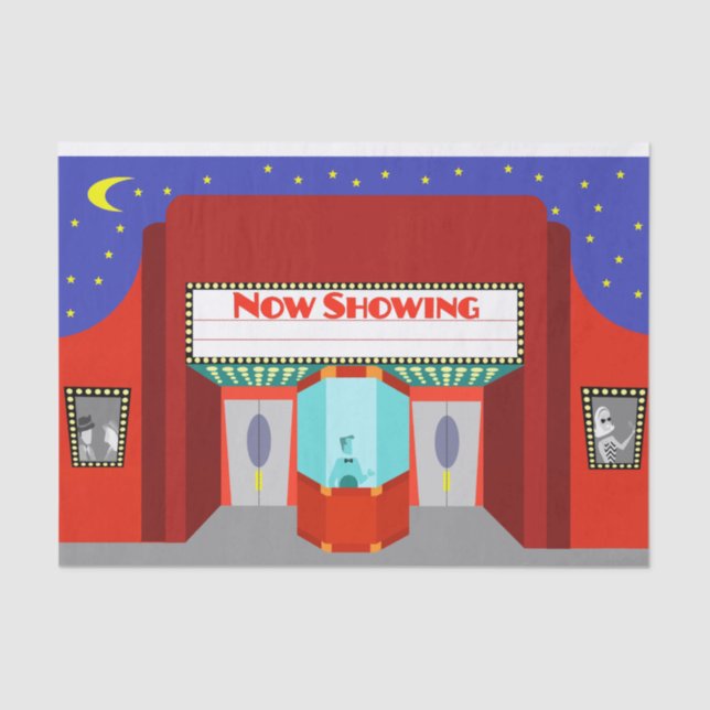 Retro Movie Theater Tissue Paper (Front)