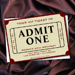 Retro Movie Ticket Admit One 50th Birthday Party Invitation<br><div class="desc">Tan brown and dark red burgundy retro movie theater cinema ticket stub 5x7 50th birthday party invitation.  Personalize it by adding your party details and change the age to suit your occasion.  Unisex design for men and for women.  Perfect for any person aged fifty.</div>