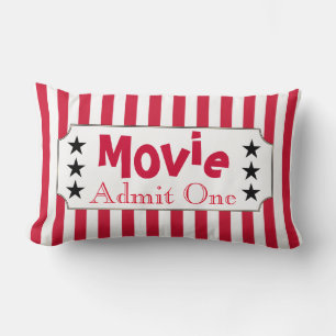 Retro Movie Ticket Home Theater Cinema Pillow Gift