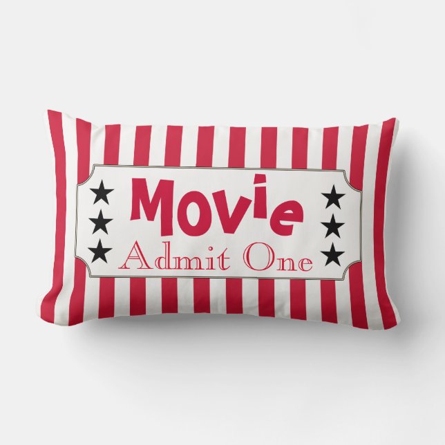 Retro Movie Ticket Home Theater Cinema Pillow Gift (Front)