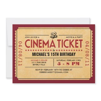 Retro Movie Ticket Invitations invitation