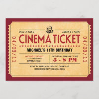 Retro Movie Ticket Invitations