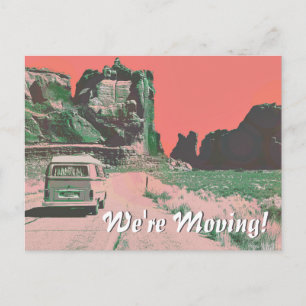 Retro Moving Announcement Desert Scenery Pop Art Postcard