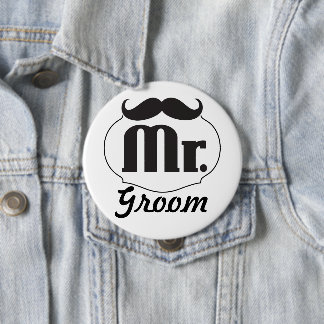Retro Mr. Groom Wedding Badge Pinback Button