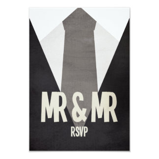 Retro Mr & Mr Suit & Tie Wedding RSVP Card