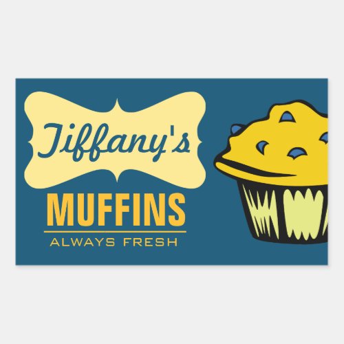 Retro Muffin Shop  Blueberry Muffins Rectangular Sticker