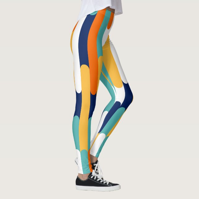 Retro Multi Color Block Holiday Pattern Leggings (Right)