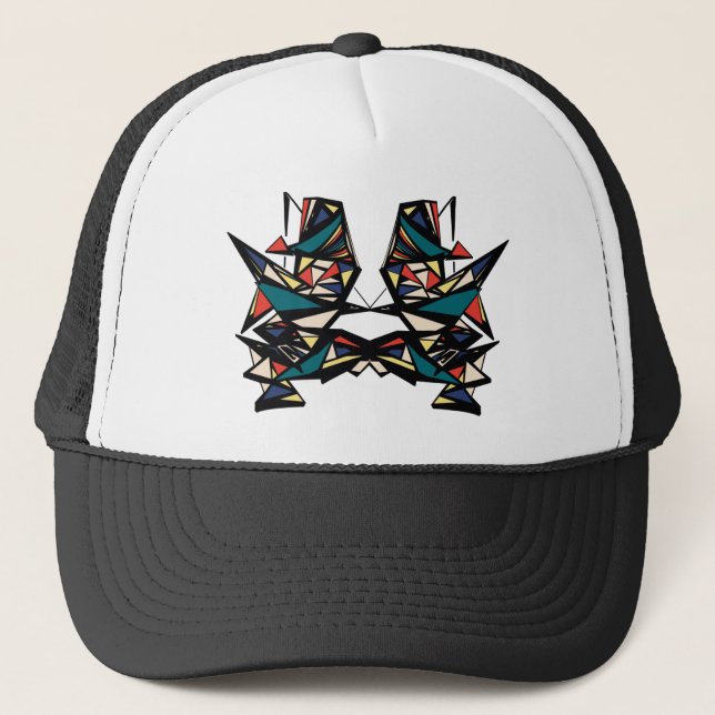 "Retro" multi-color geometric design hat (Front)