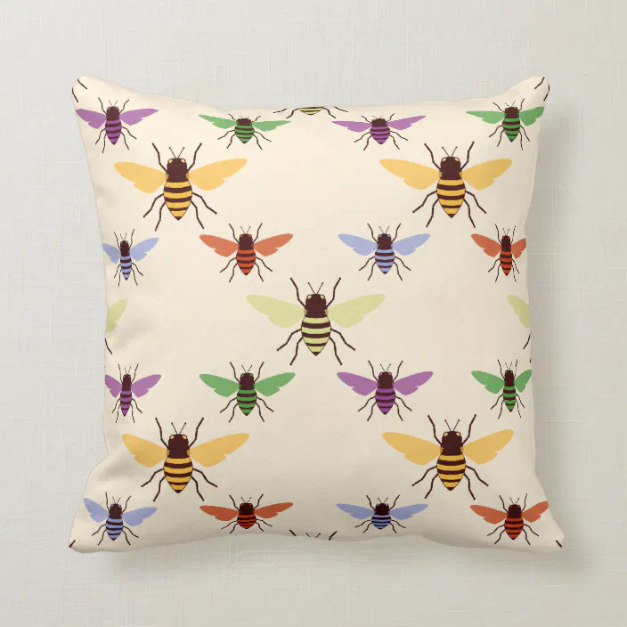 16x16 Bee Pattern & Gifts Bee Throw Pillow Multicolor