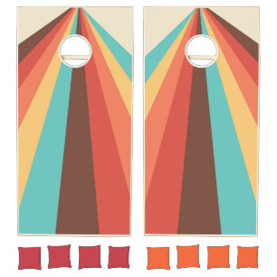 Retro Multi-Color Stripes Cornhole Set
