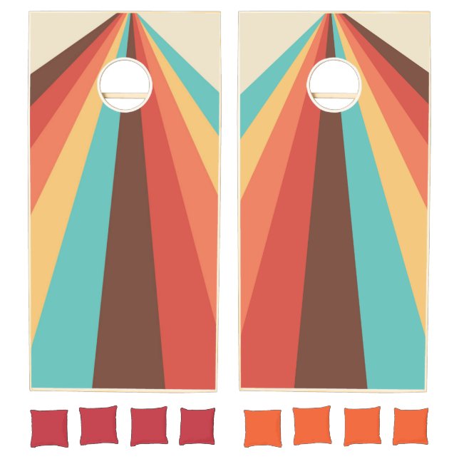 Retro Multi-Color Stripes Cornhole Set (Set)