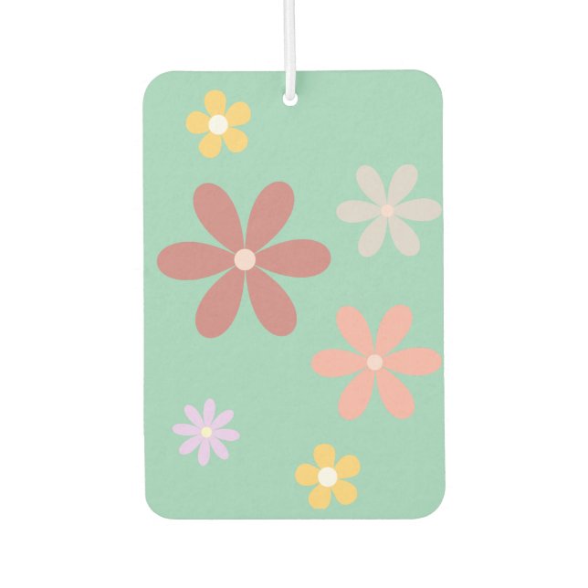 Retro Multi-Colored Daisy Pattern Air Freshener (Front)