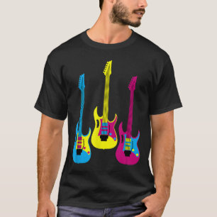 Retro Multicolor CMYK Electric Guitar Graphic Lead T-Shirt