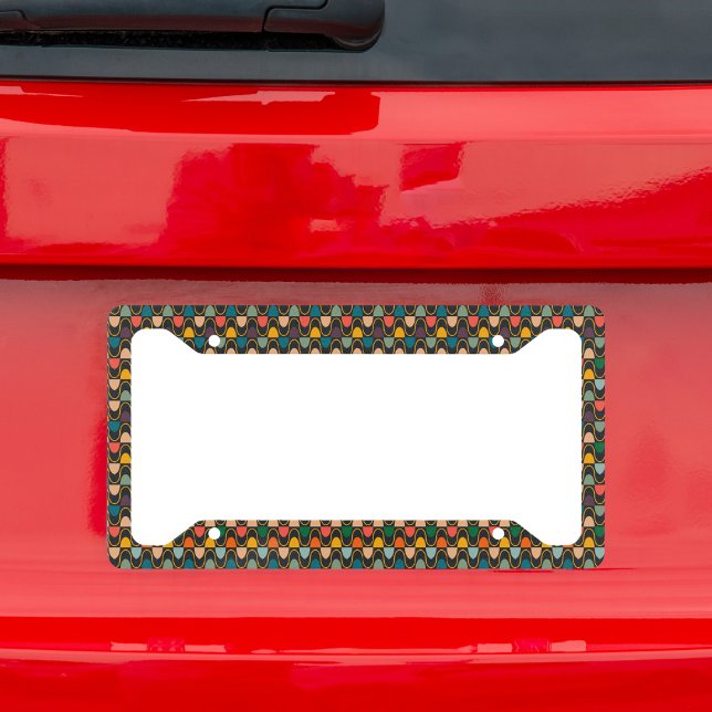 Retro Multicolor Wavy Pattern License Plate Frame (Creator Uploaded)
