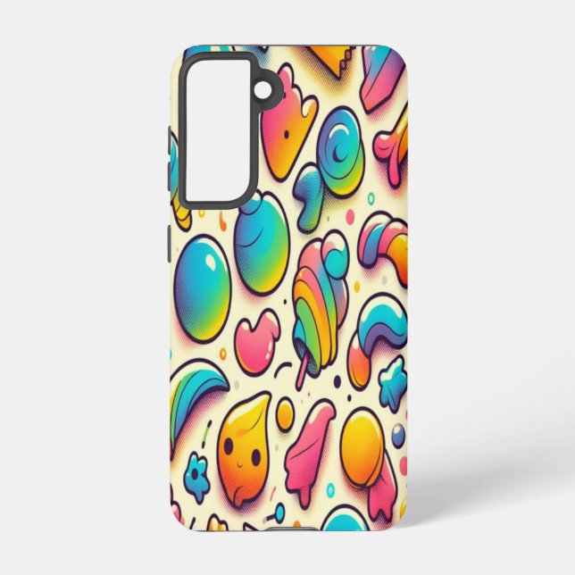 Retro Multicolored Cartoon Sweets Samsung Galaxy Case (Back)