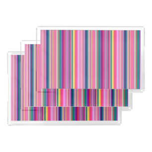 Retro multicolors stripes acrylic tray
