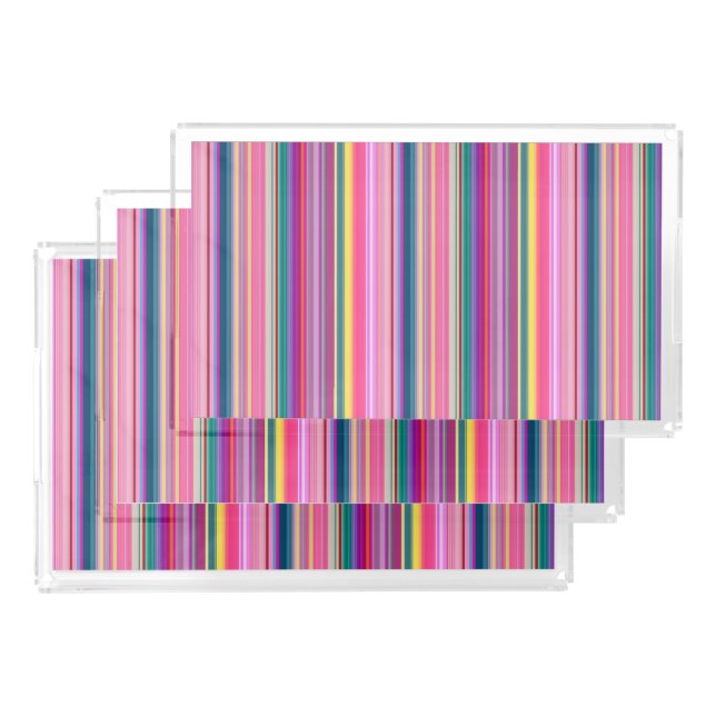 Retro multicolors stripes acrylic tray (Set)