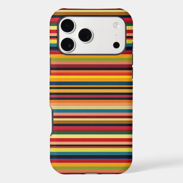 Retro Multicoloured Stripes Print iPhone Case (Back)