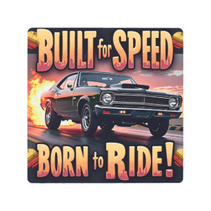 Retro Muscle - Built for Speed Metal Print