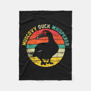 Retro Muscovy Duck Whisperer Funny Farmer Muscovy Fleece Blanket