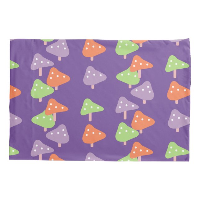 Retro Mushroom Colorful Pattern Kids    Pillow Case (Back)