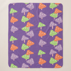 Retro Mushroom Colorful Pattern Kids Sherpa Blanket