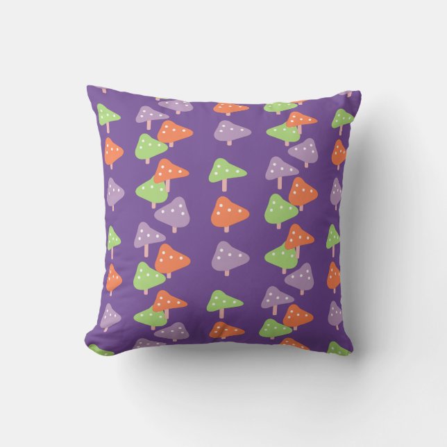 Retro Mushroom Colorful Pattern Kids     Throw Pillow (Front)