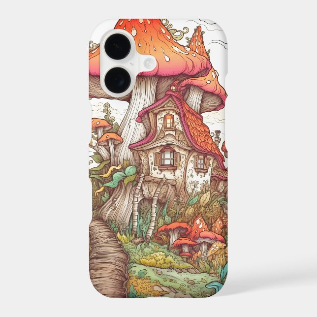 Retro Mushroom Dwelling Illustration Case-Mate iPhone Case (Back)