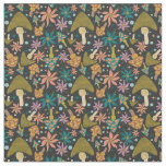Retro Mushroom Floral Black Pattern Fabric