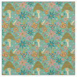 Retro Mushroom Floral Mint Pattern Fabric