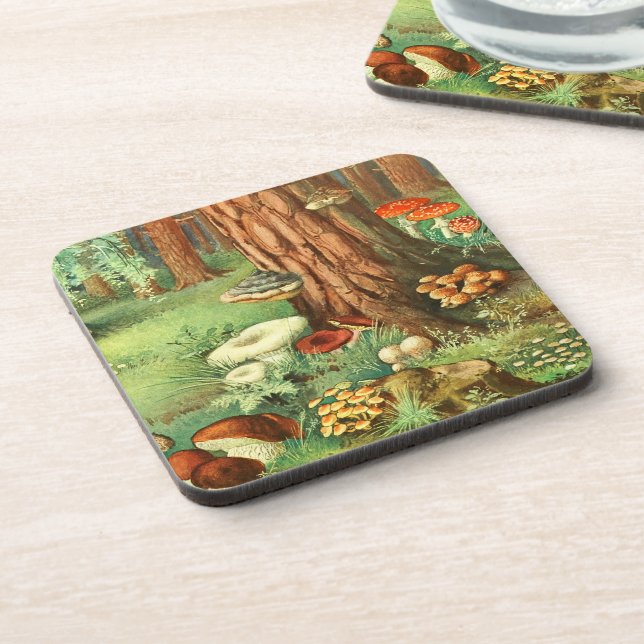 Retro Mushroom Forest Woodland Coaster Set (Left Side)