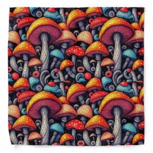 Retro Mushroom Groove Psychedelic Art Bandana