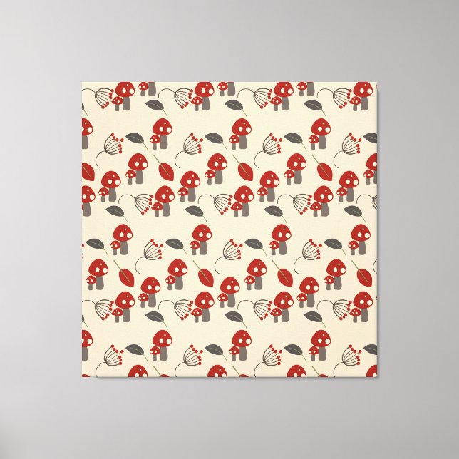 Retro Mushroom Kitchen Decor Canvas Art (Front)